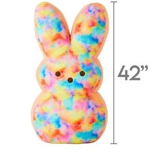 Jumbo Peeps Easter Bunny Plush Rainbow Tie Dye 42" Inch Giant Stuffed Pillow